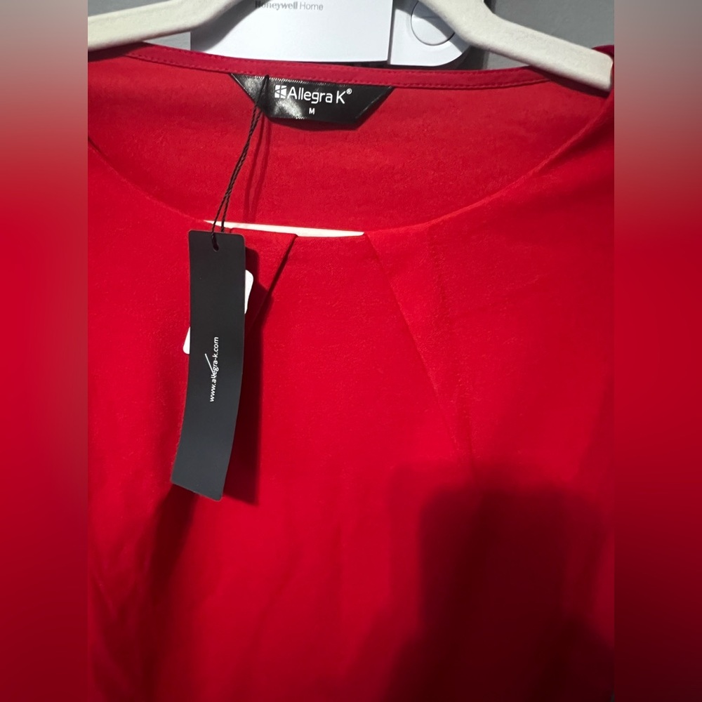 Allegra K Red Dress with Belt - Picture 2 of 4
